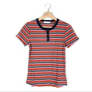 Lush Vintage Stripe Crew Neck Tee Shirt Stripe XS